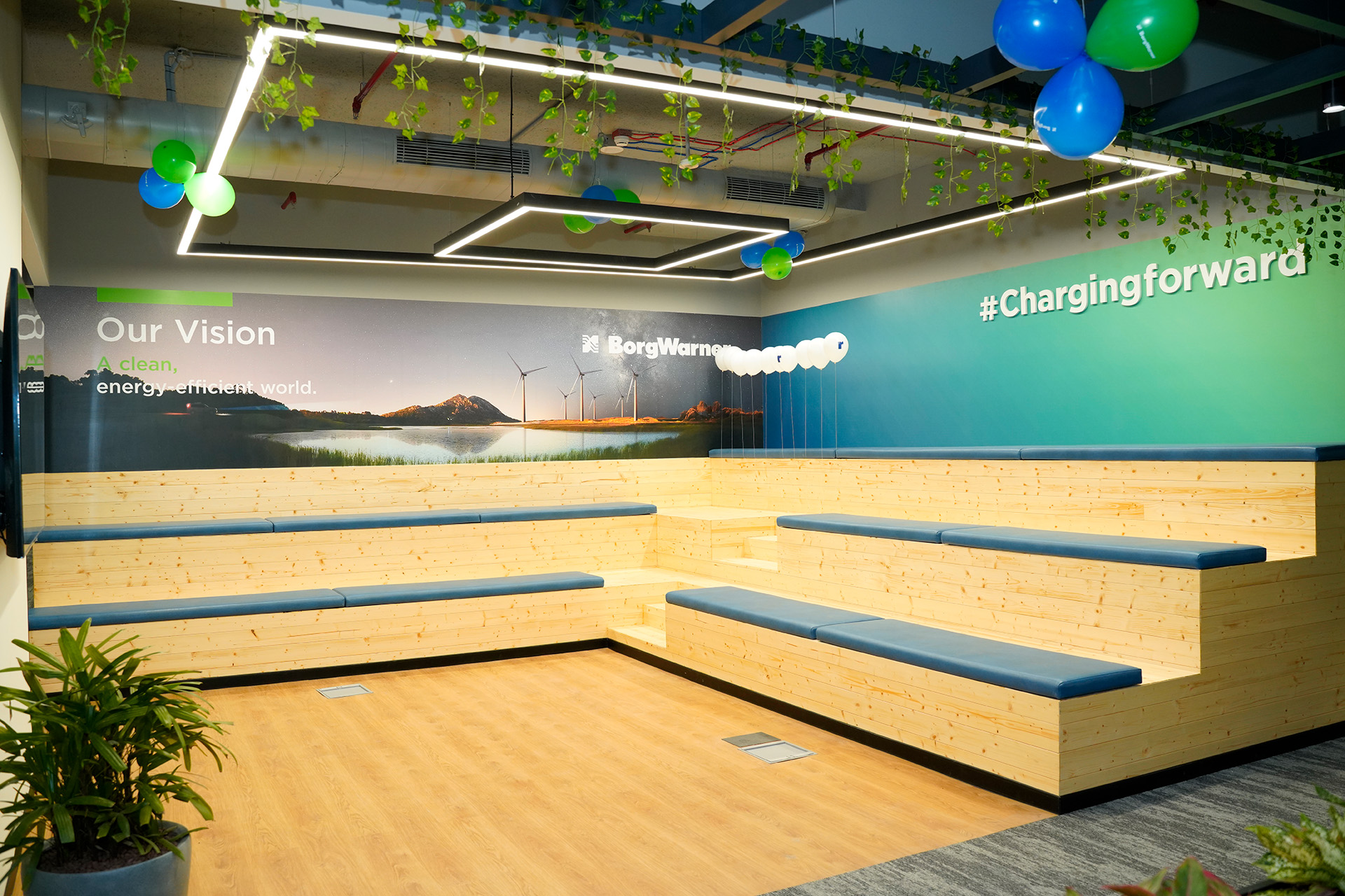 Benches in booth