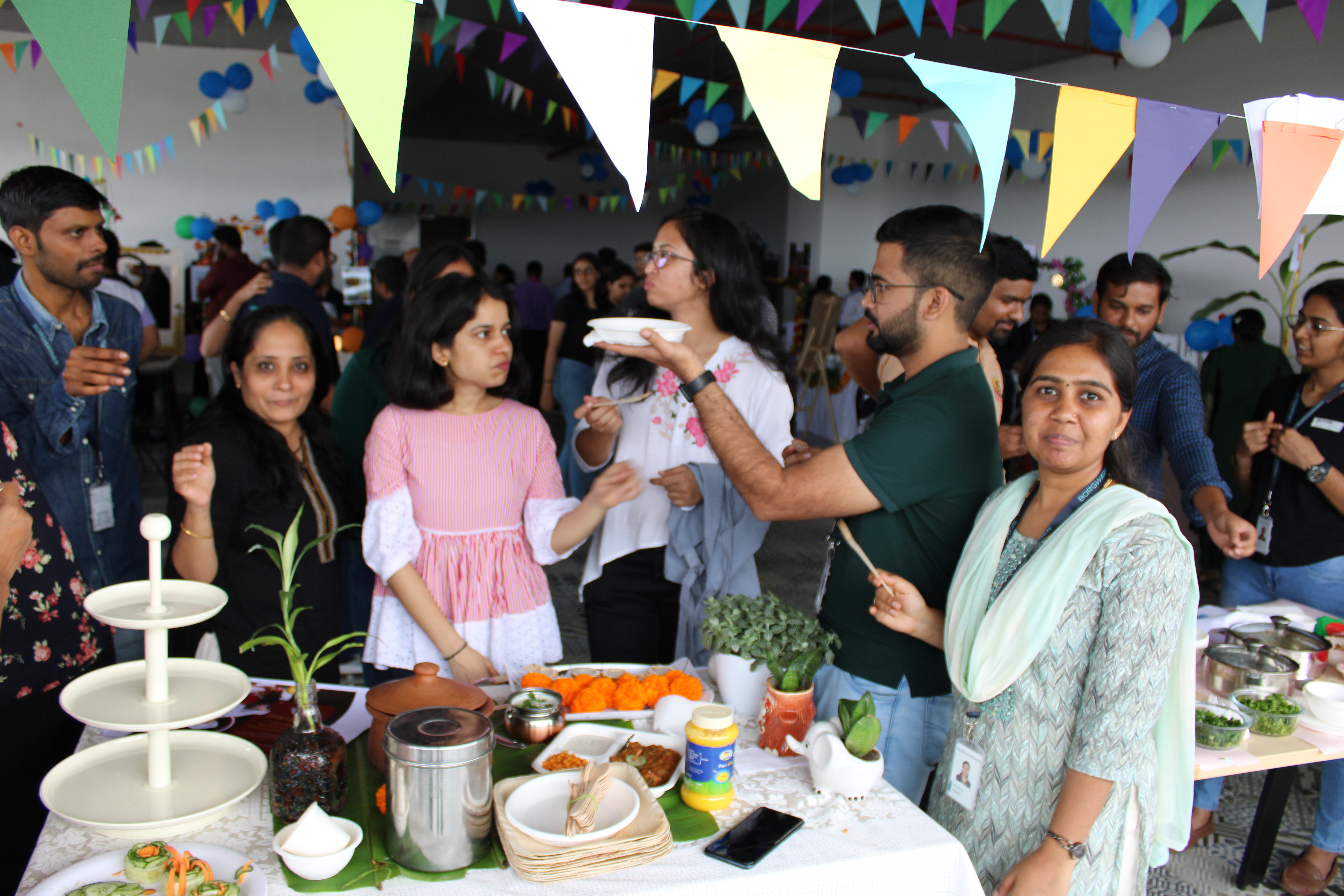 Group of people near food