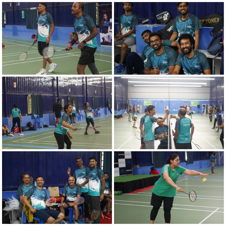 Collage of people playing tennis