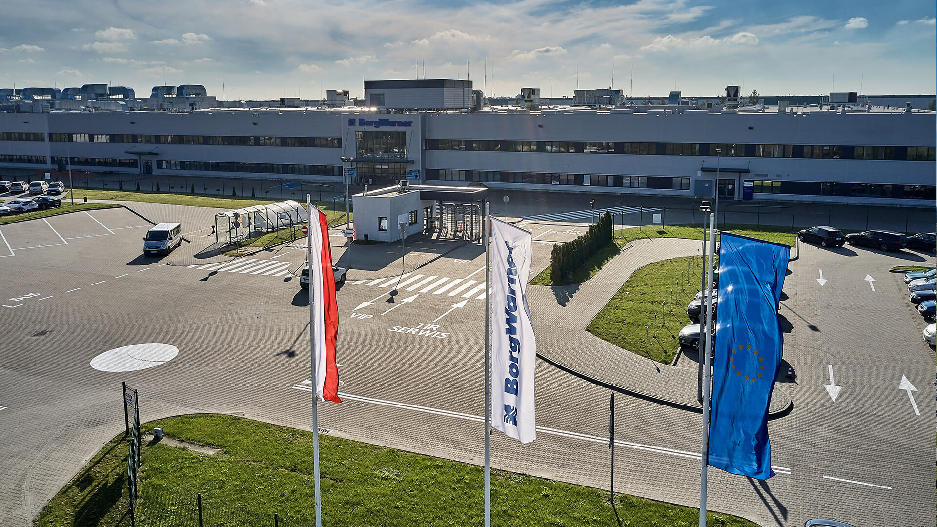 Facility picture with flags