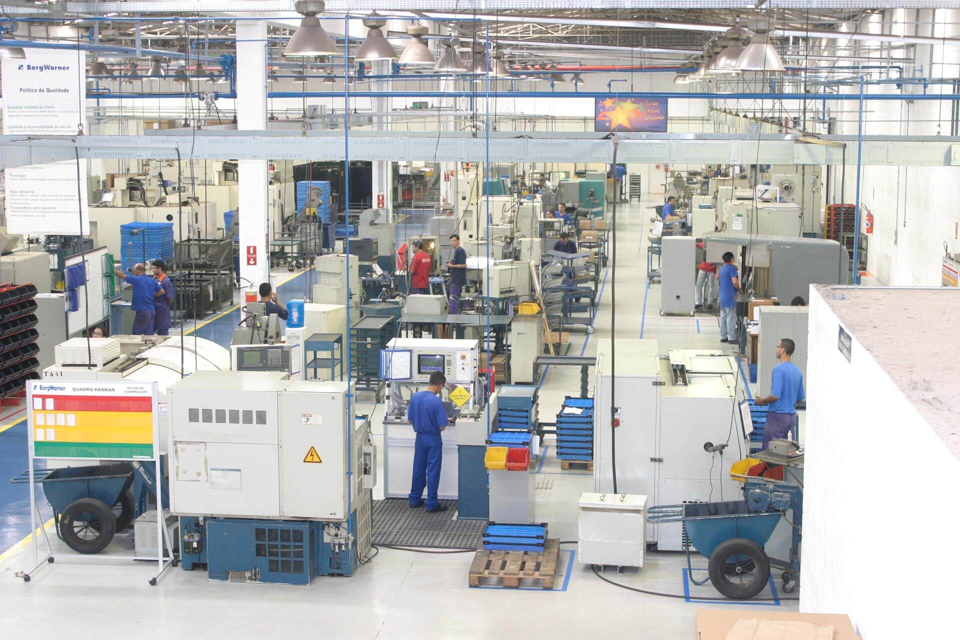 a group of people working in a factory