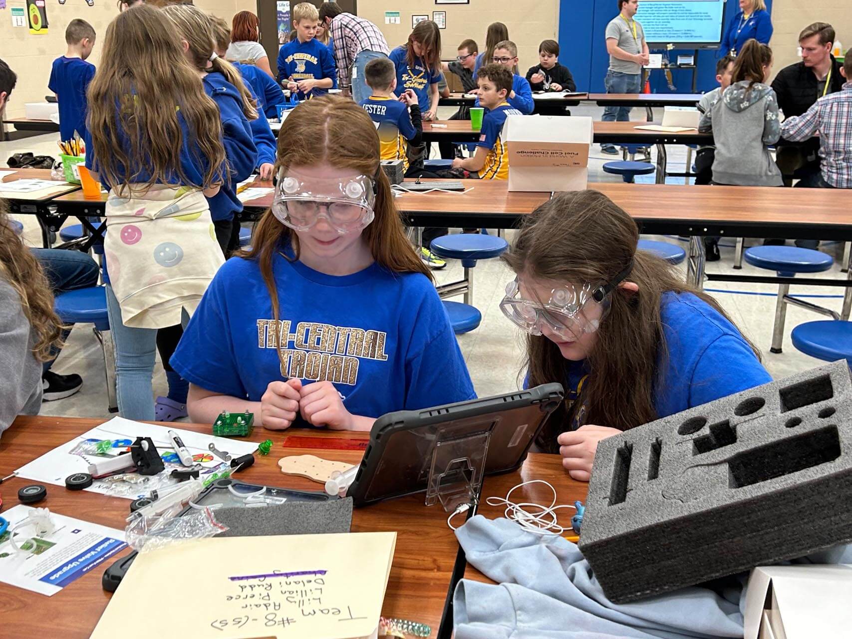 a group of girls working on a project