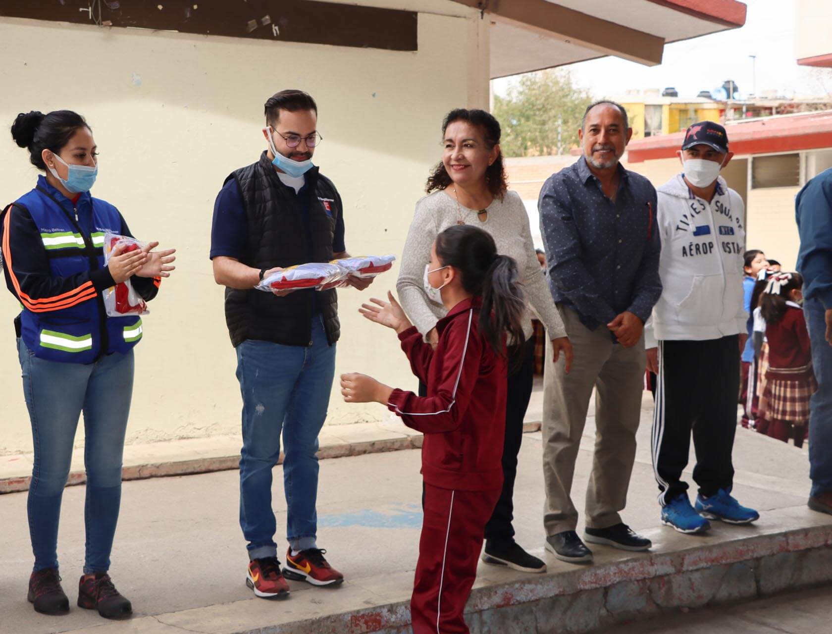 a group of people standing outside