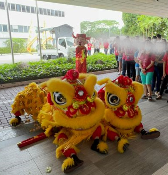 Lion Dance Performance with God Of Fortune