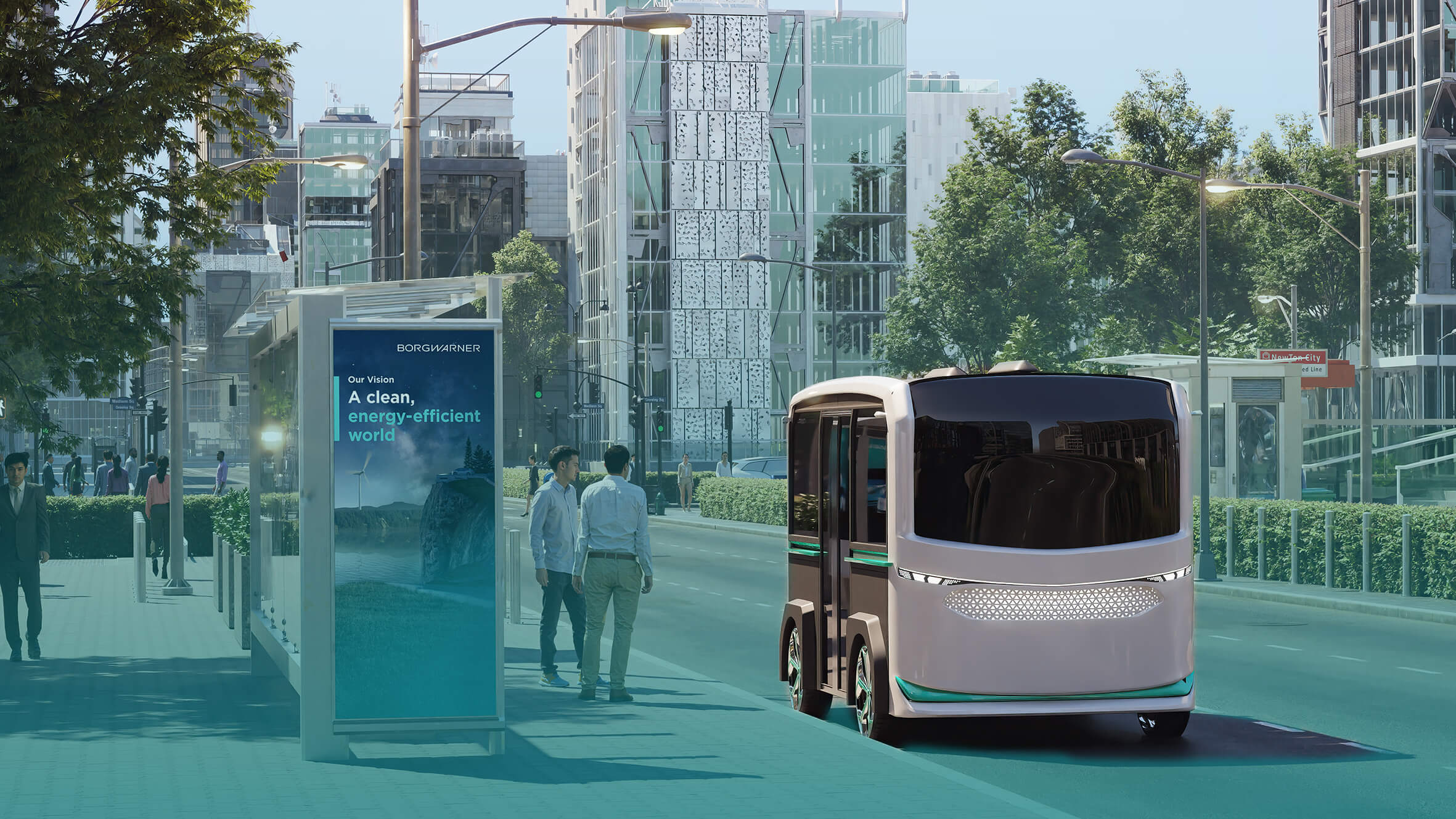 an autonomous driving vehicle to transport people in a city